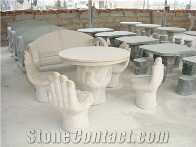 Yellow Granite Table Sets, Exterior Furniture, Street Furniture