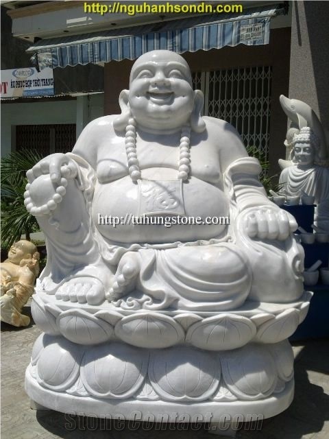 Pure White Marble Happy Buddha Statues