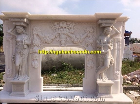 Smoke White Marble Fireplace