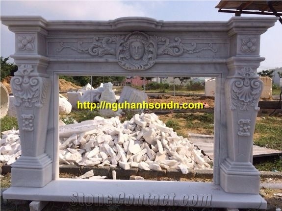 Smoke White Marble Fireplace