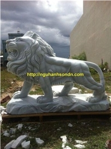 The White Polar Marble Lion Statues