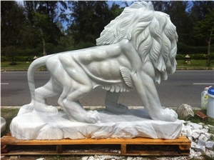 The White Polar Marble Lion Statues
