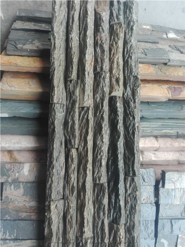 Dark Slate Cultured Stone, Grey Slate Wall Cladding, Exposed Wall Stone