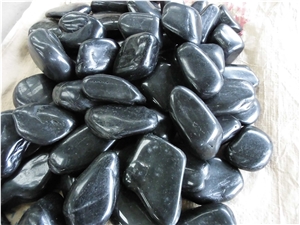 High Quality High Polished Black River Stone