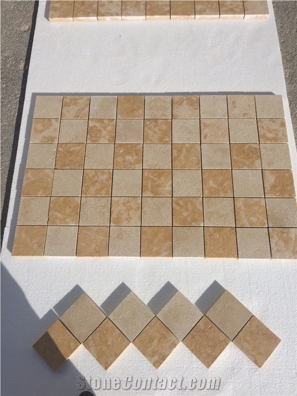 Jerusalem Gold Limestone Mosaic, Wall Mosaic, Yellow Limestone Mosaic