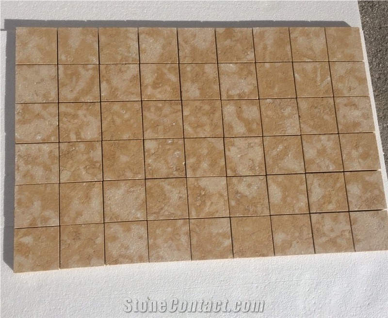 Jerusalem Gold Limestone Mosaic, Wall Mosaic, Yellow Limestone Mosaic