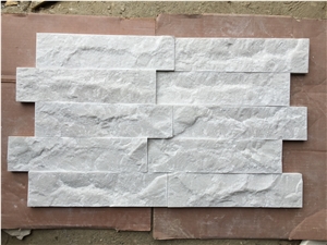 Milky White Marble Split Face Wall Cladding Panels, Cultured Stone