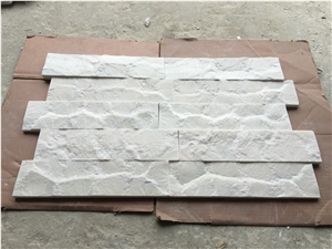 Milky White Marble Split Face Wall Cladding Panels, Cultured Stone