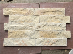 Yellow Marble Split Face Wall Cladding Panel, Cultured Stone, Ledge Stone