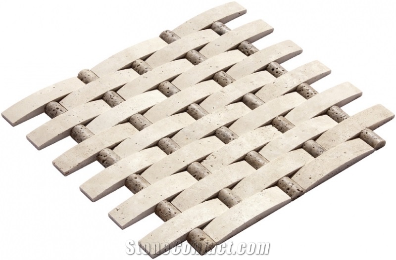 Light Brick Wicker Basketweave Mosaic