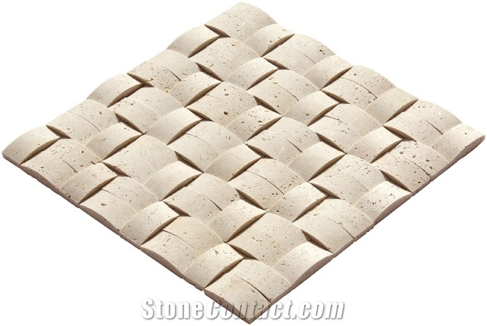 Light Wicker Travertine Basketweave Mosaic