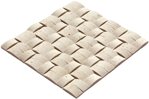 Light Wicker Travertine Basketweave Mosaic