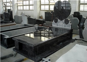 Bahama Blue Granite Tombstone & Orion Monument,Vizag Blue Granite Cemetery Gravestone,India Blue Granite Engraved Headstone Polish Nature Split Australia Gates Of Heaven Heart Shape Rose Flower Carve
