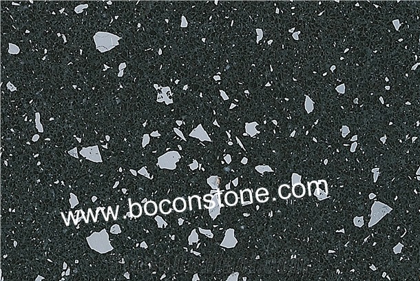 Artificial Quartz Stone-Flowing Silver Black Quartz