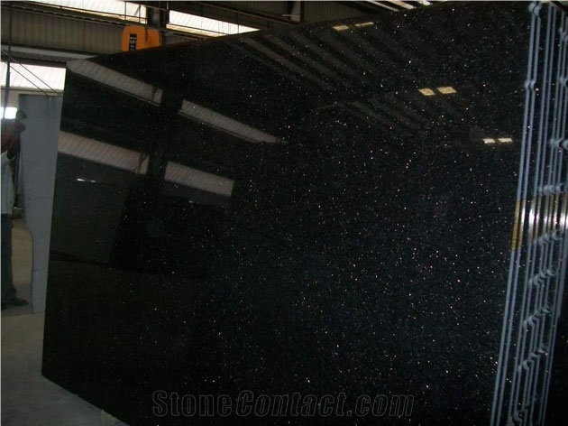 Black Galaxy Granite Tiles & Slabs, Black Polished Granite Floor Tiles, Wall Tiles