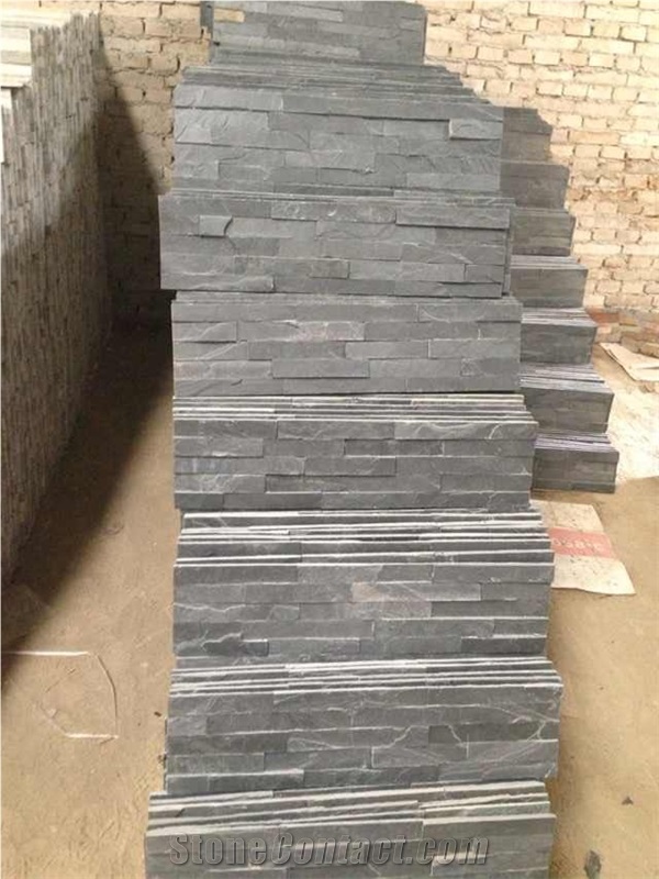 Grey Slate Cultured Stone, Slate Stacked Stone Wall Cladding, Stone Wall Decor
