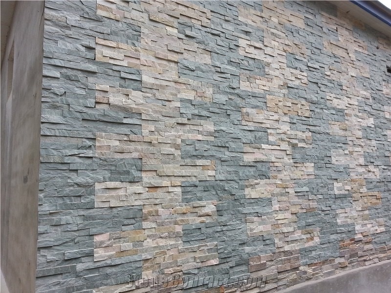 Grey Slate Cultured Stone, Slate Stacked Stone Wall Cladding, Stone Wall Decor