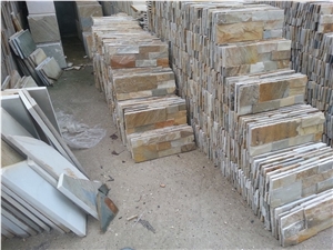 Slate Culture Stone, Yellow Slate Wall Cladding, Stacked Stone Veneer