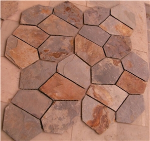Rusty Brown Slate Net Paste Flagstone for Wall and Floor