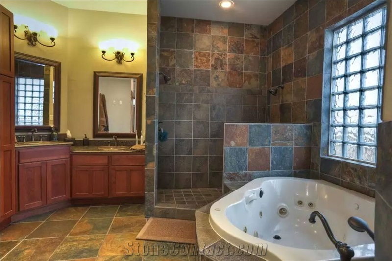 Rusty Brown Slate Net Paste Flagstone for Wall and Floor