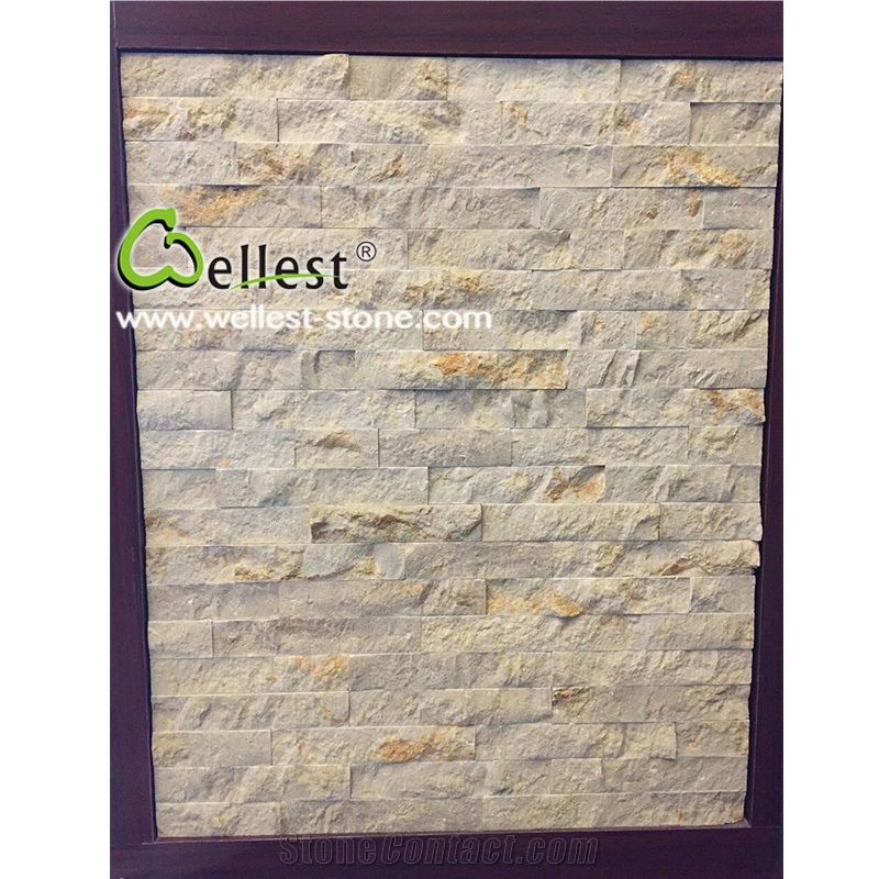 Beautiful New Elegant Beige Stacked Stone Veneer Back Ground Stone