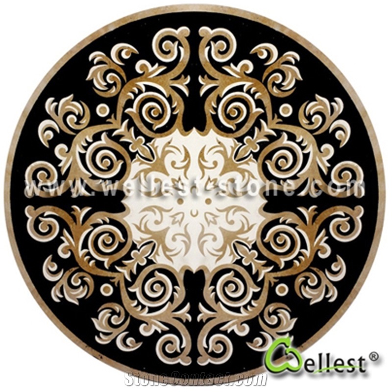 China Factory Waterjet Medallion with High Quality, Brown Marble Waterjet Medallions