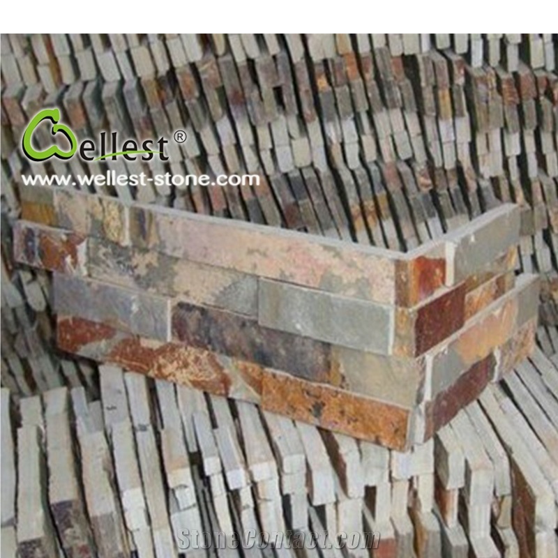 China Rusty Brown Stacked Ledge Stone Corner Back Ground Stone