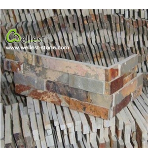 China Rusty Brown Stacked Ledge Stone Corner Back Ground Stone