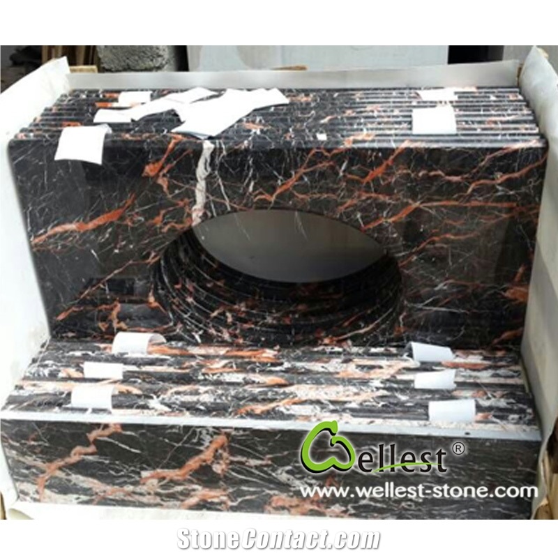 M502 Cuckoo Red Marble Vanity Top for Bath Design