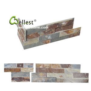 Multi Color Slate Corner Stacked Ledge Stone for Wall Cladding