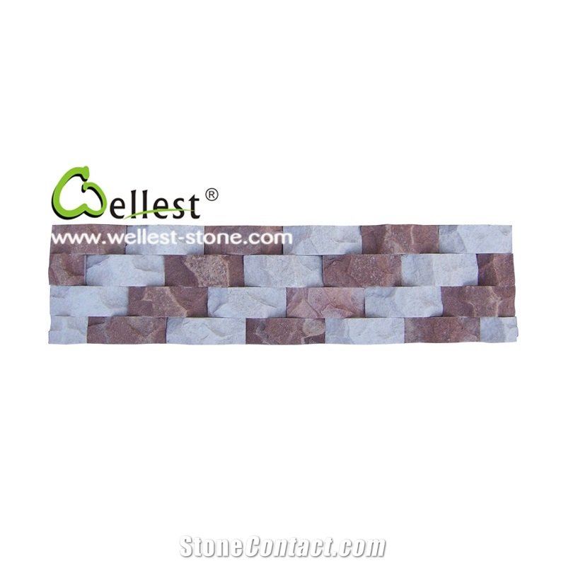 Ql-Mc-W01 White Quartzite Peach Jade Wave Ledge Stone with High Quality