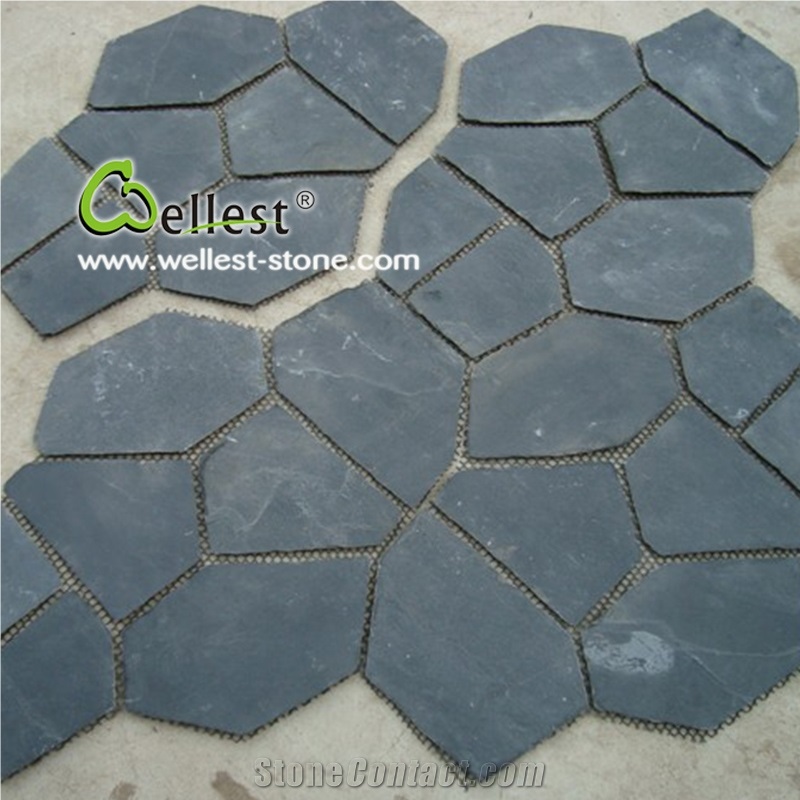 S018 Meshed Dark Slate Stone/China Natural Flagstone for Paving