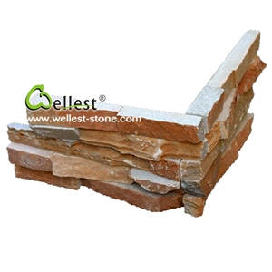 Sl-014nzc 2 Natural Browm Slate Stacked Stone Veneer Corner