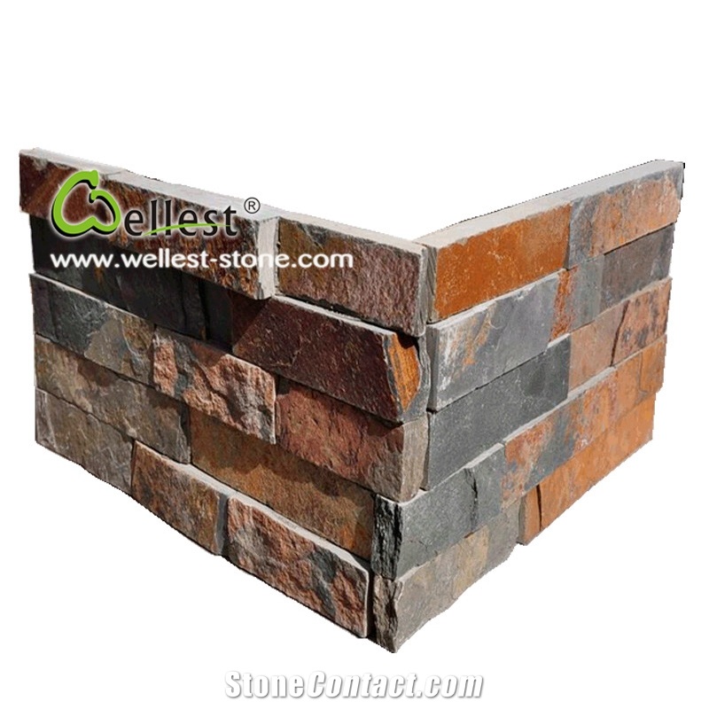 Sl-015fc Natural Rusty Brown Slate Ledge Stone Veneer for Corner