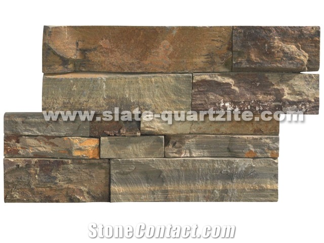 35*18 Rusty Slate Rough Surface Wall Stone Cladding, Cultured Stone, Stone Veneer, Ledge Stone, Cultured Stone Veneer, Thin Ledger Stacked Stone Veneer