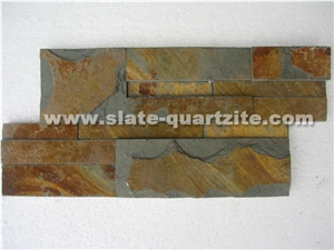 35*18 Rusty Slate Tight Strip Slate Split Face Wall Stone Cladding, Cultured Stone, Stone Veneer, Ledge Stone, Cultured Stone Veneer, Thin Ledge Stacked Stone Veneer