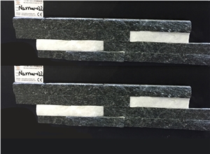 Black and White Quartzite Cultured Stone Veneer Z Shape, Cultured Stone Wall Cladding, Ledger Stacked Stone Veneer, Thin Ledgestone Veneer