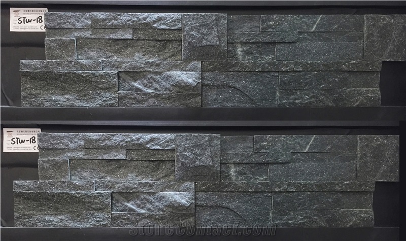 Black Quartzite Cultured Stone Veneer Z Shape, Cultured Stone Wall Cladding, Ledger Stacked Stone Veneer, Thin Ledgestone Veneer