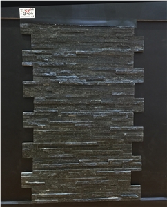 Black Quartzite Cultured Stone Veneer Z Shape, Cultured Stone Wall Cladding, Ledger Stacked Stone Veneer, Thin Ledgestone Veneer