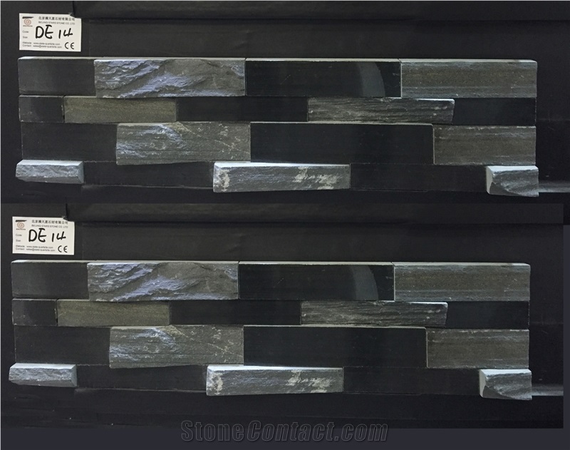 Black Slate with Black Marble Cultured Stone, Wall Cladding, Stone Veneer