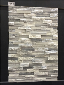 Grey Marble Polished Surface with Natural Split Surface Cultured Stone Veneer, Cultured Stone Wall Cladding, Ledger Stacked Stone Veneer, Thin Ledgestone Veneer