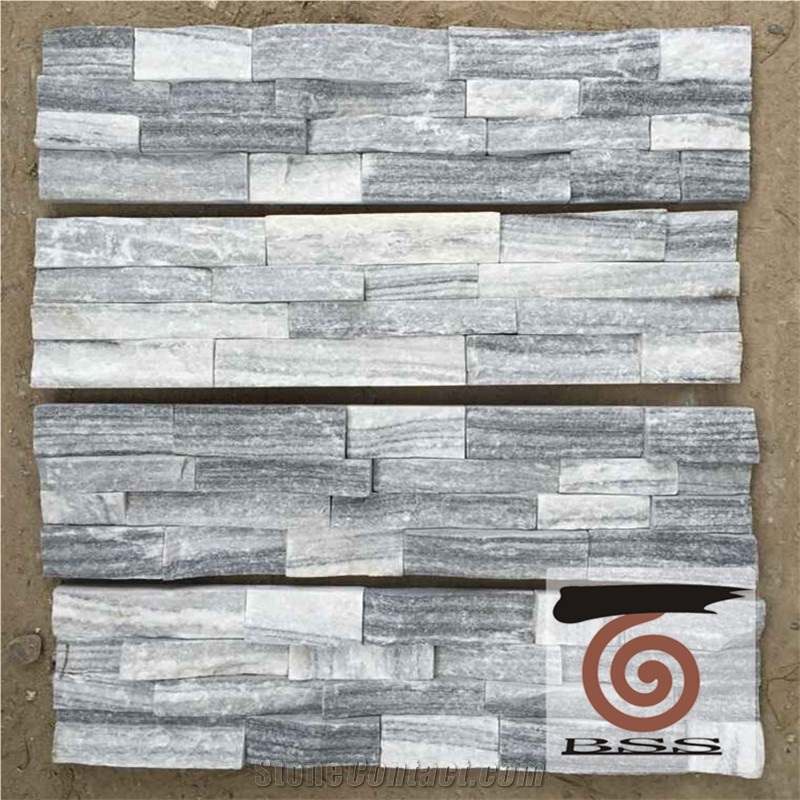 Grey White Marble Natural Split Face Cultured Stone, Wall Cladding, Stone Veneer, Ledge Stone