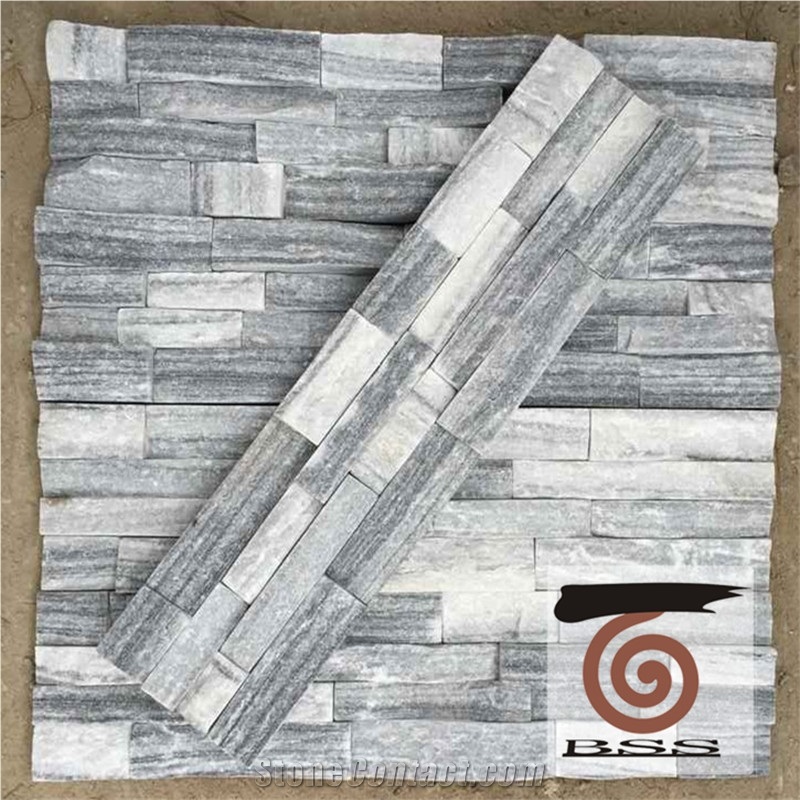Grey White Marble Natural Split Face Cultured Stone, Wall Cladding, Stone Veneer, Ledge Stone