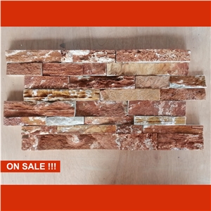 On Sale China Rusty Brown Slate Cultured Stone, Wall Cladding, Stacked Stone Veneer Clearance, Manufactured Stone Veneer