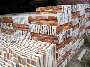 On Sale China Rusty Brown Slate Cultured Stone, Wall Cladding, Stacked Stone Veneer Clearance, Manufactured Stone Veneer