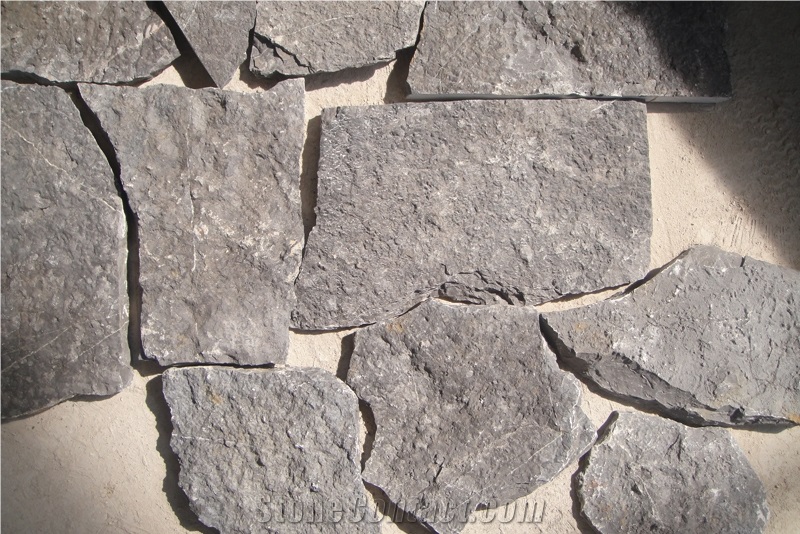 Random Black Limestone Wall Cladding Field Stone Veneer