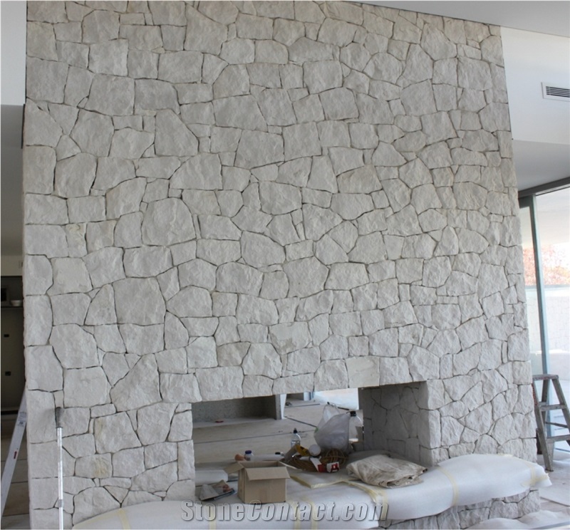Random White Limestone Field Stone, Stacked Wall Cladding, Loose Stone