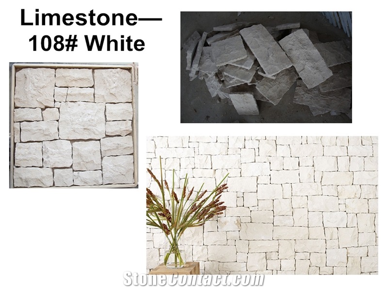 Random White Limestone Field Stone, Stacked Wall Cladding, Loose Stone