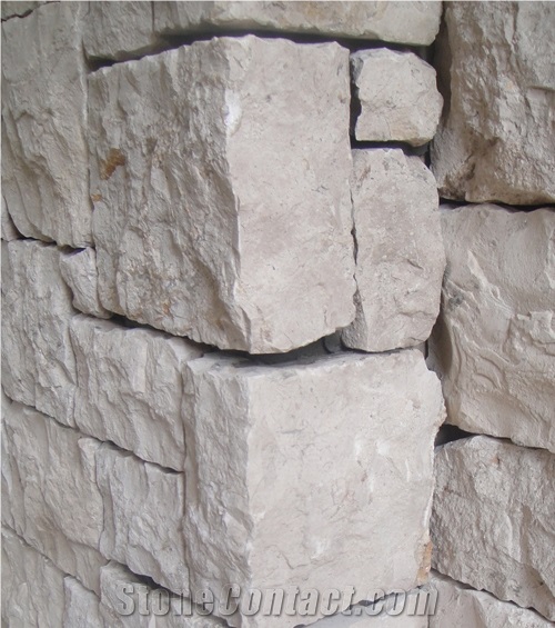 Random White Limestone Field Stone, Stacked Wall Cladding, Loose Stone