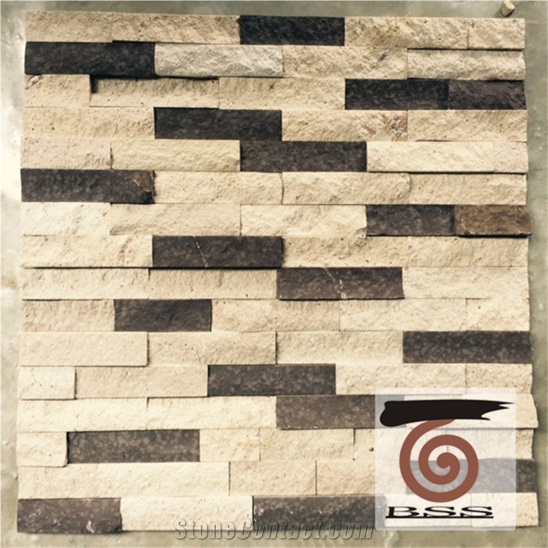 White Black Sandstone Rough Surface Wall Stone Cladding, Cultured Stone, Stone Veneer, Ledge Stone, Cultured Stone Veneer, Thin Ledge Stacked Stone Veneer